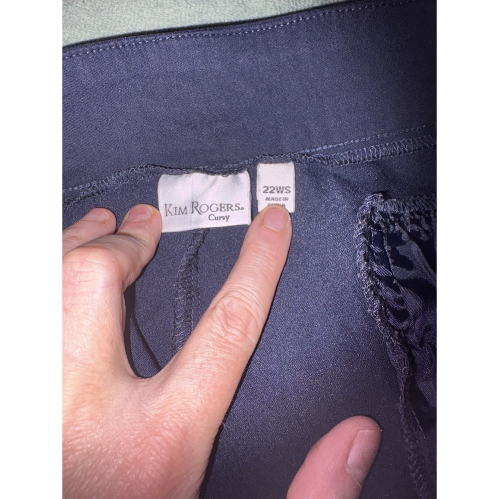 Kim Rogers Curvy Pull On Pants 22WS Navy Blue Tummy Control Stretch Plus Size